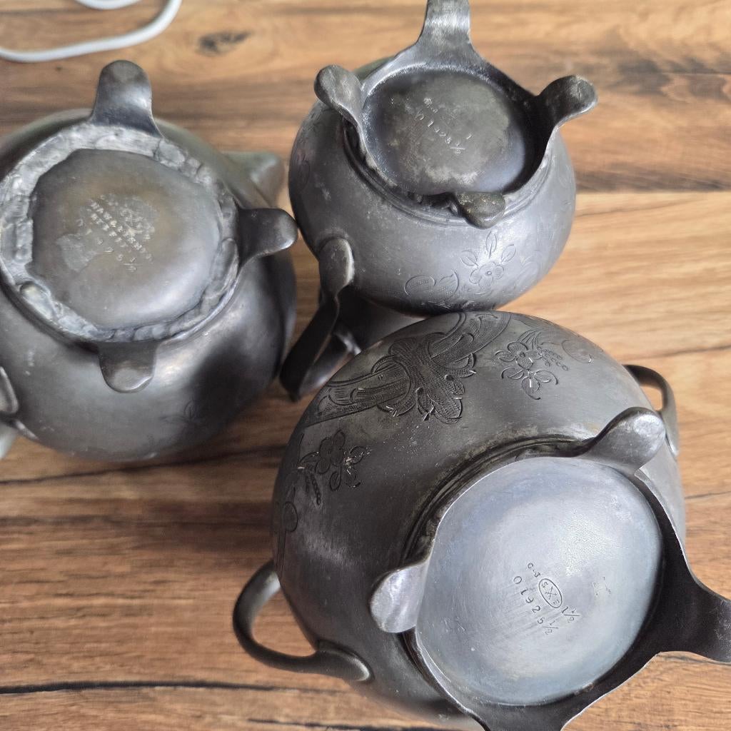 Antieke Tinnen set Shaw & Fisher Sheffield, Antiek en Kunst, Ophalen of Verzenden