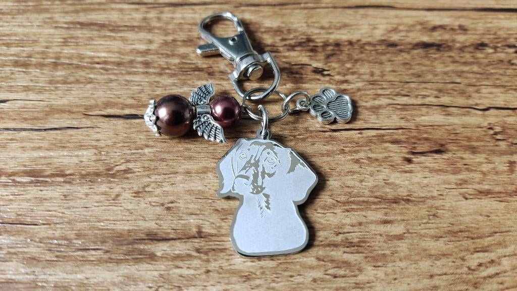 Sleutelhanger Teckel Dachshund RVS met beschermengeltje, Verzenden, Nieuw, Dier of Natuur