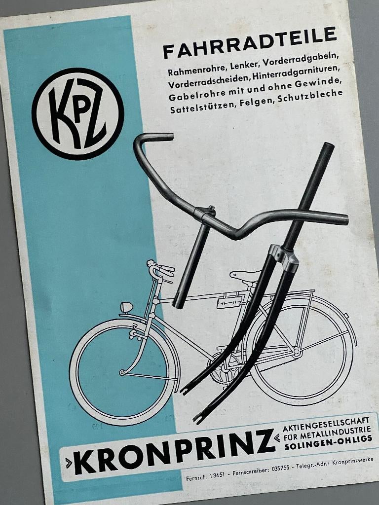 Folder KPZ kronprinz Fahrradteile (jaren 30) , Ophalen of Verzenden