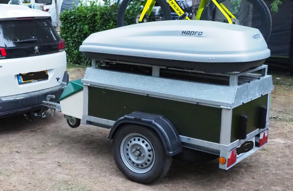 te koop bagage aanhangwagen met deksel en disselbak, Hobby en Vrije tijd, Ophalen, Gebruikt