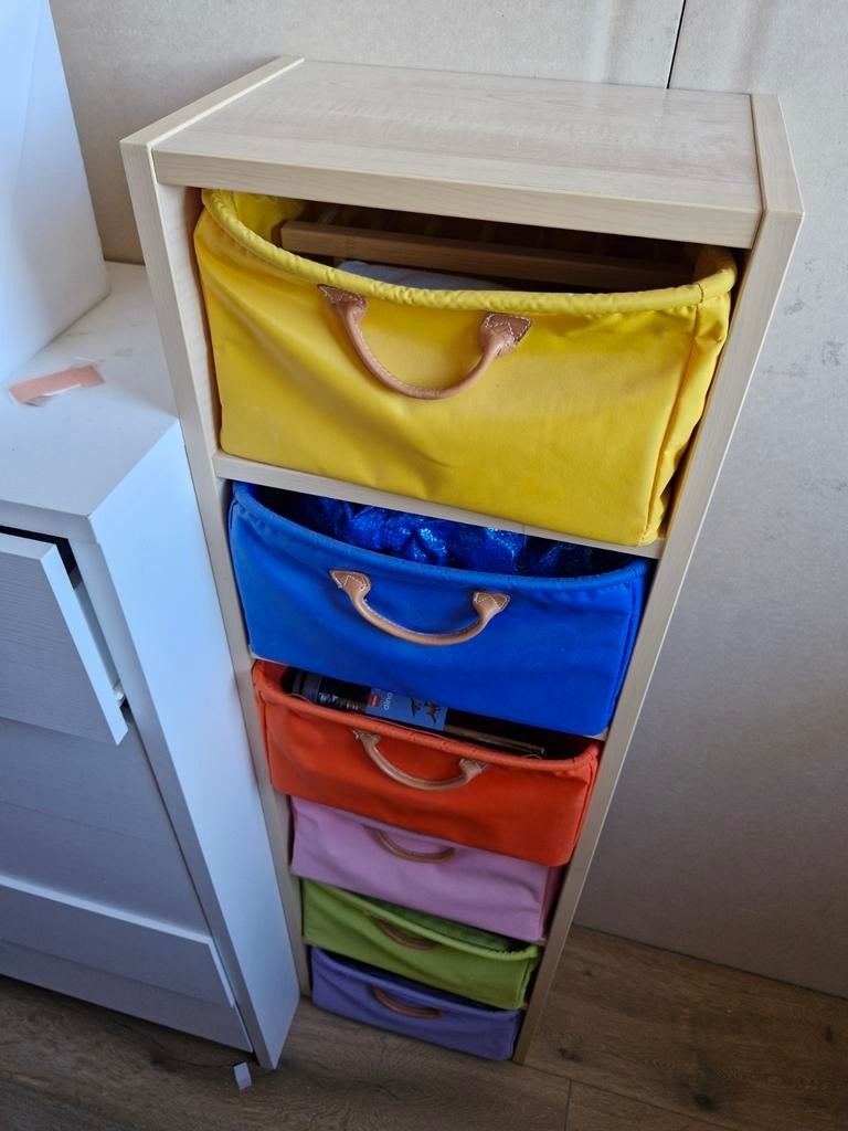 Gratis kastje met 5 gekleurde stoffen lades (22x35x122), Ophalen, Minder dan 50 cm, Gebruikt, Overige materialen