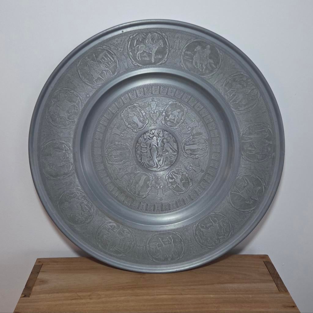 Prachtig vintage, tinnen sierbord - Berendsohn, Antiek en Kunst, Antiek | Tin, Ophalen of Verzenden