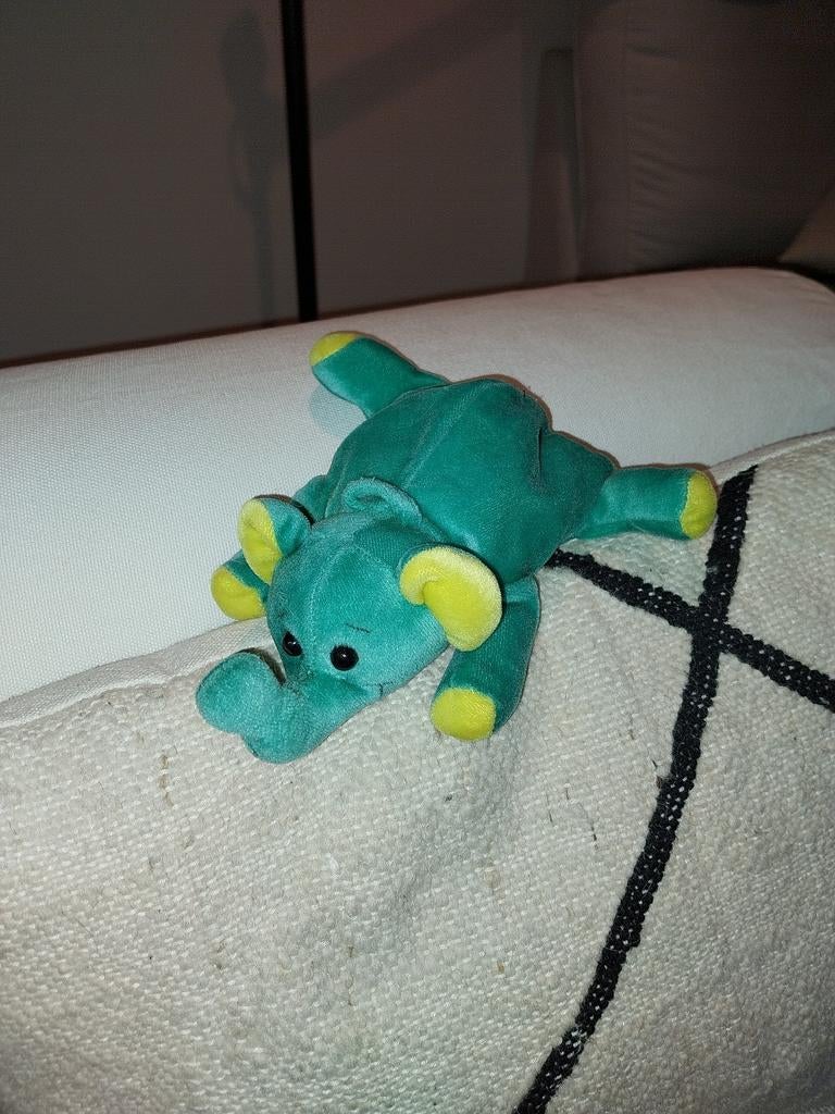 Olifant groen geel velours, Ophalen of Verzenden, Gebruikt, Olifant