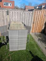 Wicker bartafel met 6 barkrukken - Tuinset, Tuin en Terras, Ophalen of Verzenden, Zo goed als nieuw, Rechthoekig, Kunststof