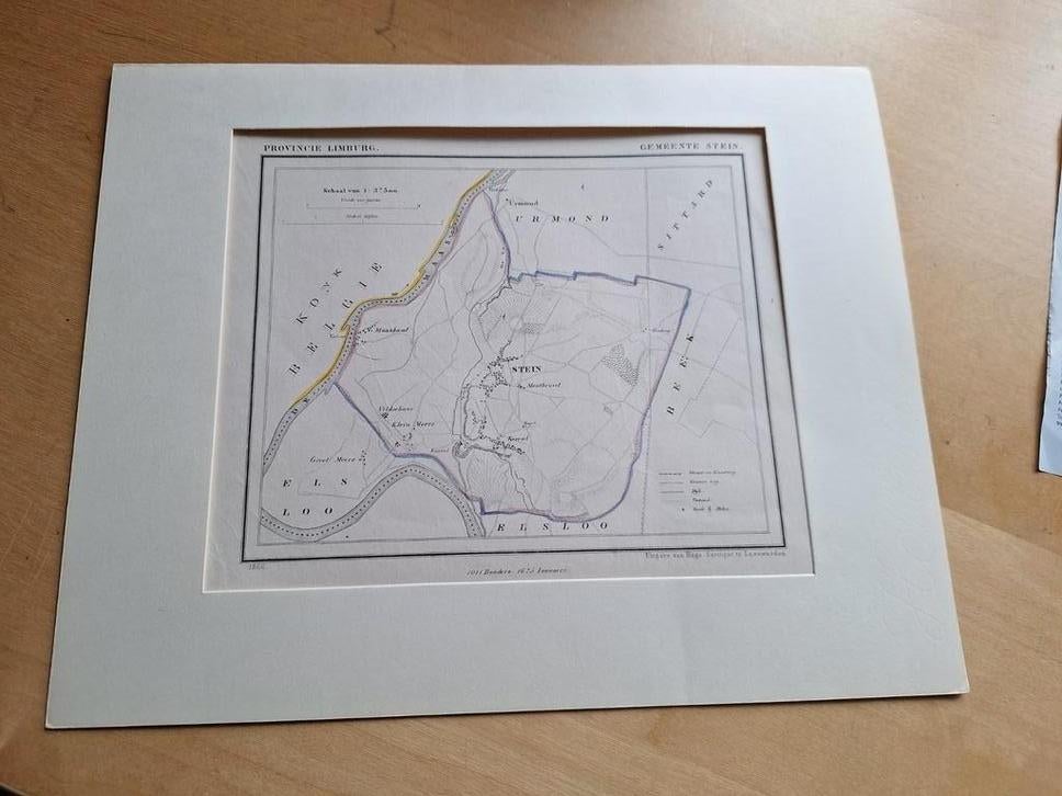 Kuyper kaart van gemeente Stein uit 1866, Ophalen of Verzenden, 1800 tot 2000, Nederland, Landkaart