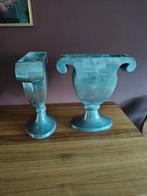 2 zilverkleurige ijzer/aluminium/rvs vazen, Ophalen of Verzenden