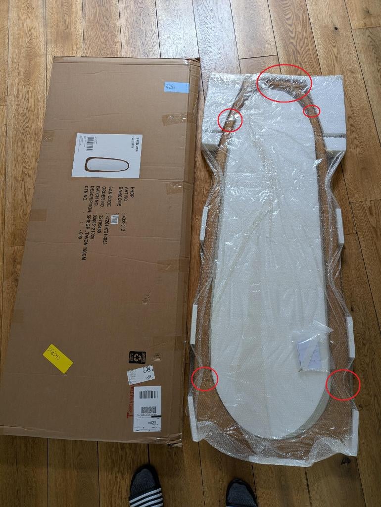 Kwantum spiegel Tavon – beschadigd, Ophalen, Zo goed als nieuw, 75 tot 100 cm, Overige vormen