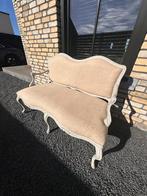 Victoriaans Lodewijk XV bankje grijs/taupe, Ophalen