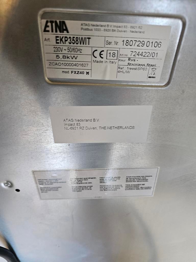 Etna EKP358WIT Vrijstaande Kookplaat - Keramisch, Witgoed en Apparatuur, Gebruikt, Keramisch, Vrijstaand, 4 kookzones