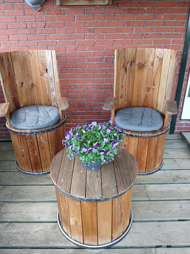 Tuinset hout uniek, Gebruikt, Tuinset, Hout, Ophalen