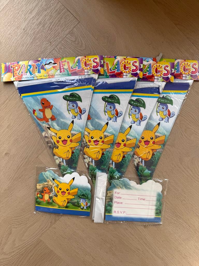 Pokemon slinger en uitnodigingen - €1,- per setje, Hobby en Vrije tijd, Feestartikelen, Ophalen of Verzenden, Nieuw, Feestartikel