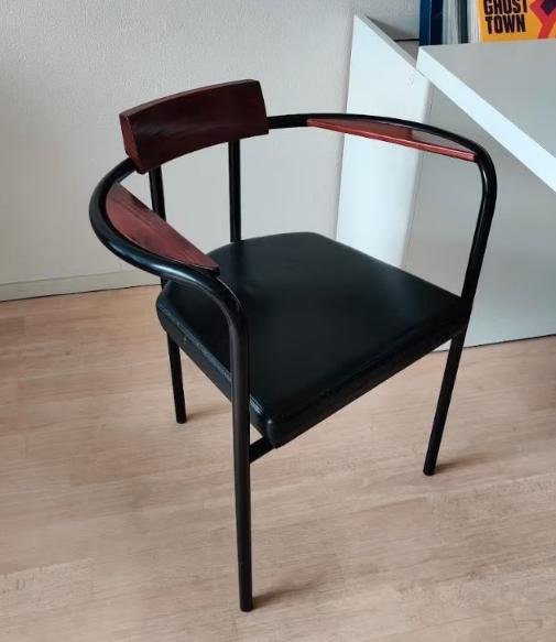 Set van 4 zwarte Postmoderne Armstoelen - Artelano stijl, Antiek en Kunst, Antiek | Meubels | Stoelen en Banken, Ophalen