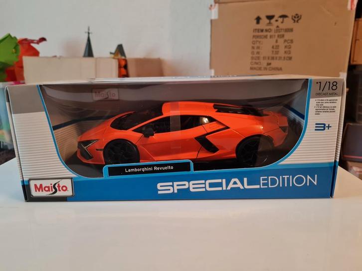 Lamborghini Revuelto oranje 1:18 ( Maisto), Hobby en Vrije tijd, Modelauto's | 1:18, Nieuw, Auto, Maisto, Ophalen of Verzenden