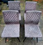 Set van 4 grijze eetkamerstoelen, Huis en Inrichting, Stoelen, Ophalen, Gebruikt, Metaal, Vier