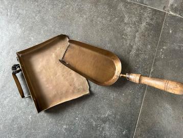 Antieke Kolenkit en Schep Set Messing/Hout beschikbaar voor biedingen