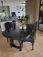 Exclusieve Antieke Eettafel + 4 Stoelen + Verlengstuk, Huis en Inrichting, Tafels | Eettafels, Ophalen, Gebruikt, Klassiek, Vijf personen of meer