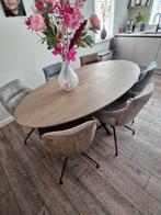 Ovale eethoek met 6 draaistoelen De Bommel, Ophalen, 200 cm of meer, Zo goed als nieuw, Vijf personen of meer