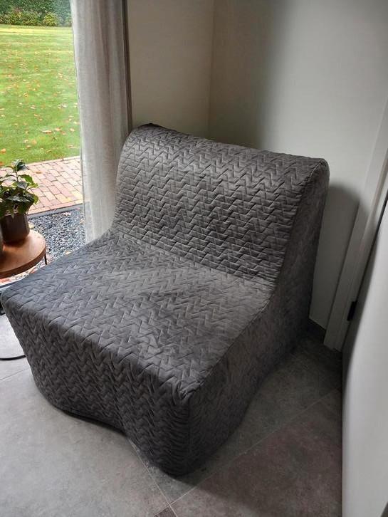 Lyksele slaapfauteuil, Huis en Inrichting, Slaapkamer | Slaapbanken, Zo goed als nieuw, 90 cm, Eenpersoons, Grijs, Ophalen