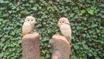 Tuinbeeld kerk uilen duo brocante vintage 85 cm hoog, Ophalen, Nieuw, Hout, Dierenbeeld