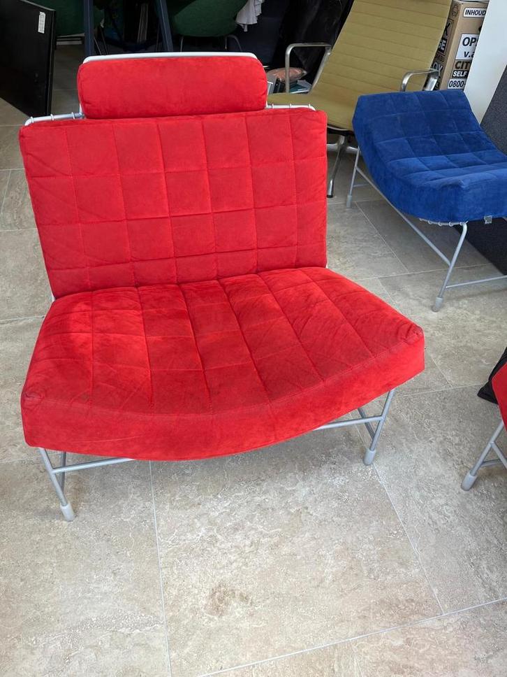 Leolux Volare Fauteuil + 2 Voetenbanken, Huis en Inrichting, Fauteuils, Zo goed als nieuw, Stof, 75 tot 100 cm, Ophalen