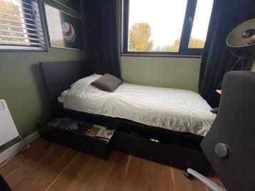 1 persoonsbed met opberglades. Type Malm ikea zwartbruin - afbeelding 3