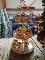Goudkleurige etagere incl. Kerstballen 3 laags circa 30 cm, Huis en Inrichting, Woonaccessoires | Etagères, Ophalen, Zo goed als nieuw
