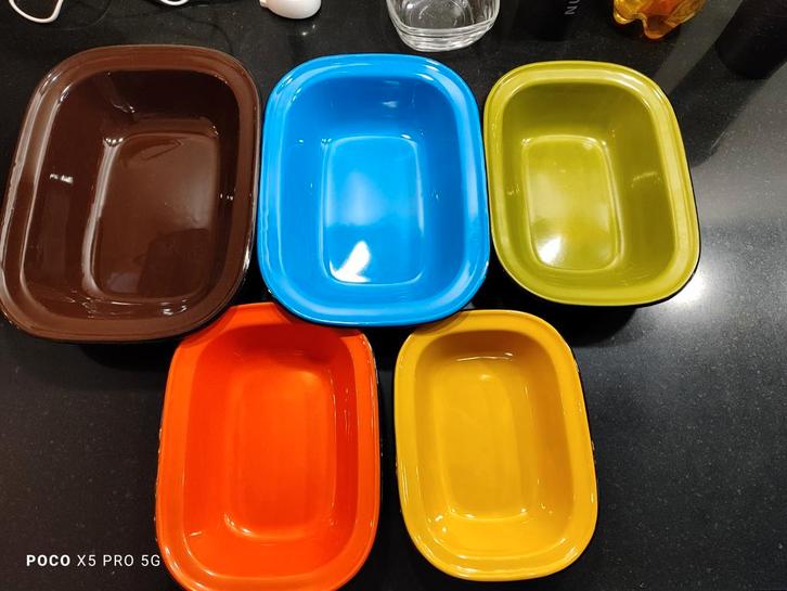 Zeer leuke vintage set emaille schaaltjes / bakjes nos!, Antiek en Kunst, Antiek | Emaille, Ophalen of Verzenden