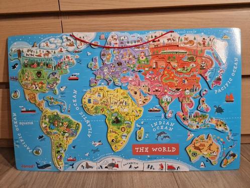 Janod Wereldkaart magneetpuzzel, Kinderen en Baby's, Kinderkamer | Inrichting en Decoratie, Zo goed als nieuw, Wanddecoratie, Ophalen