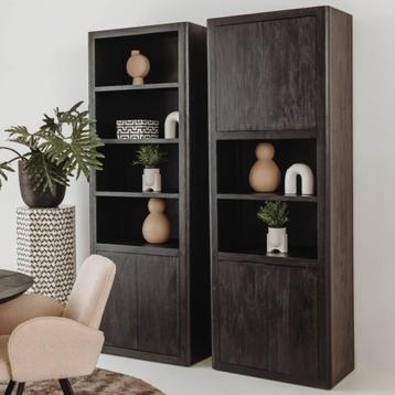 Kast opbergkast boekenkast Thuur zwart mango hout beschikbaar voor biedingen