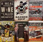 BBQ Zone geel barbecue reclamebord van metaal wandbord, Info@deconoord.nl, Deco Noord, Nieuw, Ophalen of Verzenden