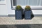 2 handgemaakte bloembakken antraciet gevlochten, Tuin en Terras, Ophalen, Gebruikt, Minder dan 60 cm, Rechthoekig