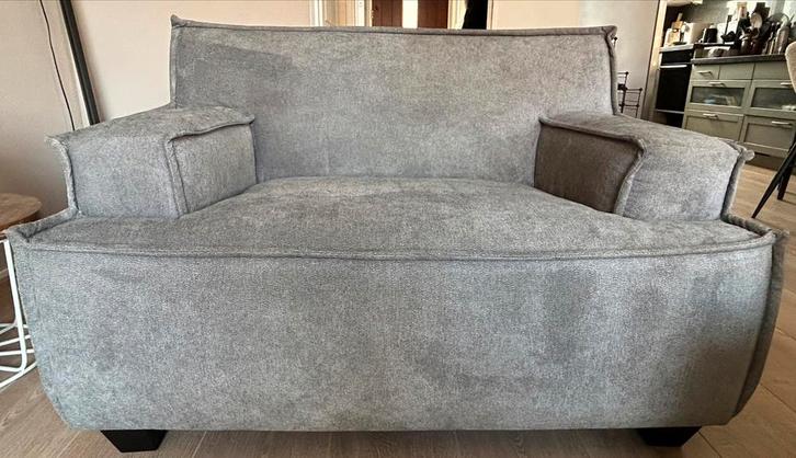 Loveseat / fauteuil, grijs gemêlleerd, Troubadour, Huis en Inrichting, Banken | Sofa's en Chaises Longues, Zo goed als nieuw, Overige maten
