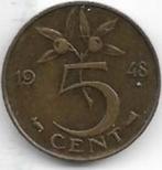 5  cent  1948  Nederland. km. 176, Postzegels en Munten, Munten | Nederland, Verzenden, Koningin Wilhelmina, 5 cent, Losse munt