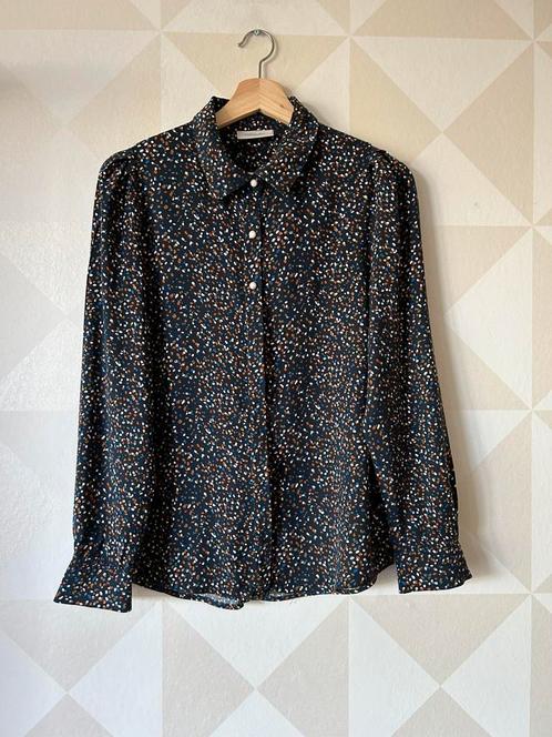 Freequent blouse blauw gestipt S/36, Kleding | Dames, Blouses en Tunieken, Zo goed als nieuw, Maat 36 (S), Blauw, Ophalen of Verzenden