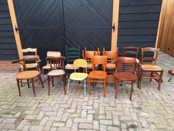 Diverse Stoelen Collectie!, Huis en Inrichting, Stoelen, Gebruikt, Vijf, Zes of meer stoelen, Hout, Kunststof, Riet of Rotan, Stof