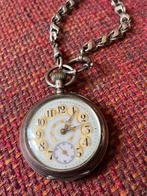 Antiek Zakhorloge aan Ketting -Remontoir Cylindre 6 Roubis, Ophalen of Verzenden