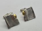 B657 Prachtige zilveren bicolor manchetknopen, Sieraden, Tassen en Uiterlijk, Manchetknopen, Verguld, Ophalen of Verzenden, X