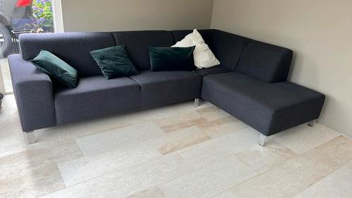Hoekbank grijze stof, Huis en Inrichting, Slaapkamer | Slaapbanken, Zo goed als nieuw, 160 cm, Tweepersoons, Ophalen