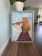 Prachtig schilderij violiste. 100X70 cm, Ophalen