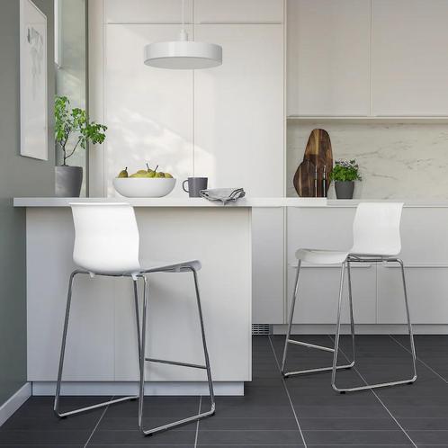 IKEA Glenn Barkrukken – Set van 4, Huis en Inrichting, Barkrukken, Zo goed als nieuw, 60 tot 90 cm, Kunststof, Metaal, Met voetsteun