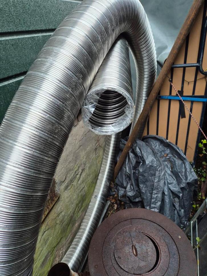Flexibele.Schoorsteen kannaal-120mm, 6.5m rvs.dubbel wandig, Doe-het-zelf en Verbouw, Buizen en Afvoer, Ophalen