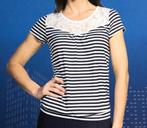 Mooi nieuw wit/blauw shirt, kant aan de bovenkant. Mt 38/40, Maat 38/40 (M), Blauw, Nieuw, Ophalen of Verzenden