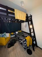 Zwarte IKEA Stora hoogslaper, Huis en Inrichting, Slaapkamer | Bedden, Gebruikt, Hoogslaper, 140 cm, Hout