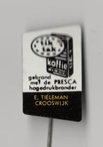 TikTak Koffie Crooswijk Rotterdam Tieleman speldje, Verzamelen, Speldjes, Pins en Buttons, Gebruikt, Niet vindbaar, Niet vindbaar