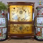 Vintage Chinese kast bladgoud en bloemen / oosterse kast, Ophalen of Verzenden