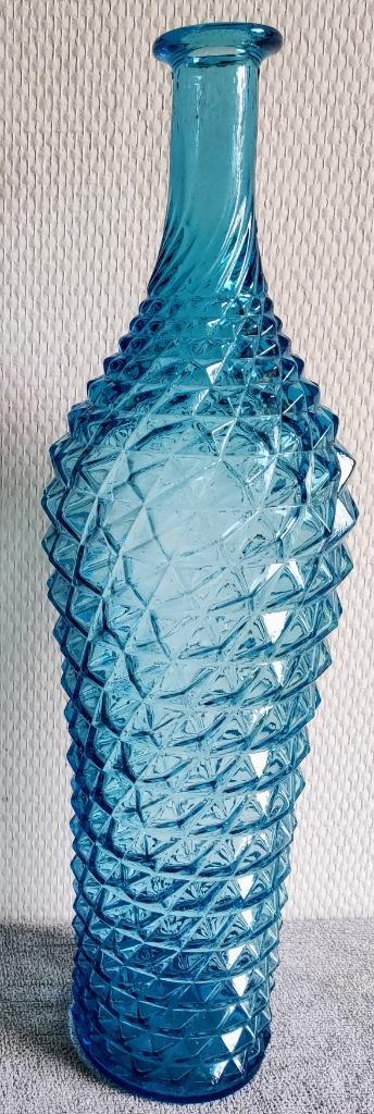 Elegante glazen Empoli vaas / fles blauw beschikbaar voor biedingen