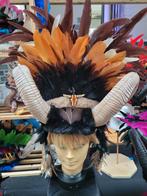 Mooie pet met hanekam of hoofdtooi met hoorns en kinderpetje, Ophalen of Verzenden, Carnaval