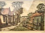 Aquarel Zaanse Schans - Prachtig Dorpsgezicht, Antiek en Kunst, Kunst | Etsen en Gravures, Ophalen of Verzenden