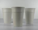 3 x porselein in stijl van Revol koffie beker keramiek wit, Ophalen, ., Overige typen, Zo goed als nieuw