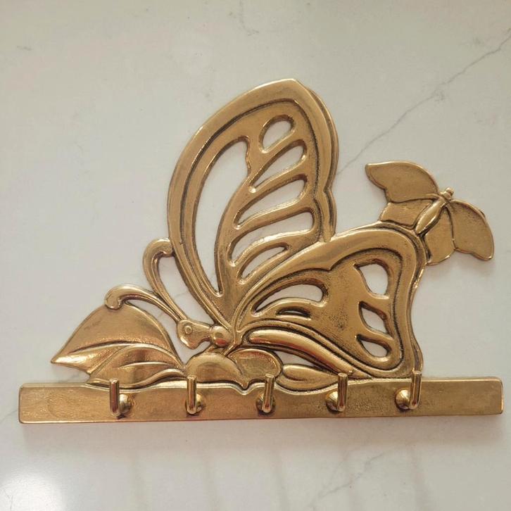 Vintage Vlinder Wandkapstok Metaal, Huis en Inrichting, Woonaccessoires | Kapstokken, Zo goed als nieuw, Wandkapstok, Minder dan 100 cm